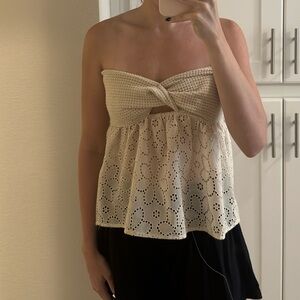 SHEIN Cream Strapless Top